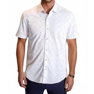 NEW BUKI newport ditsy short sleeve tech shirt in sky grey